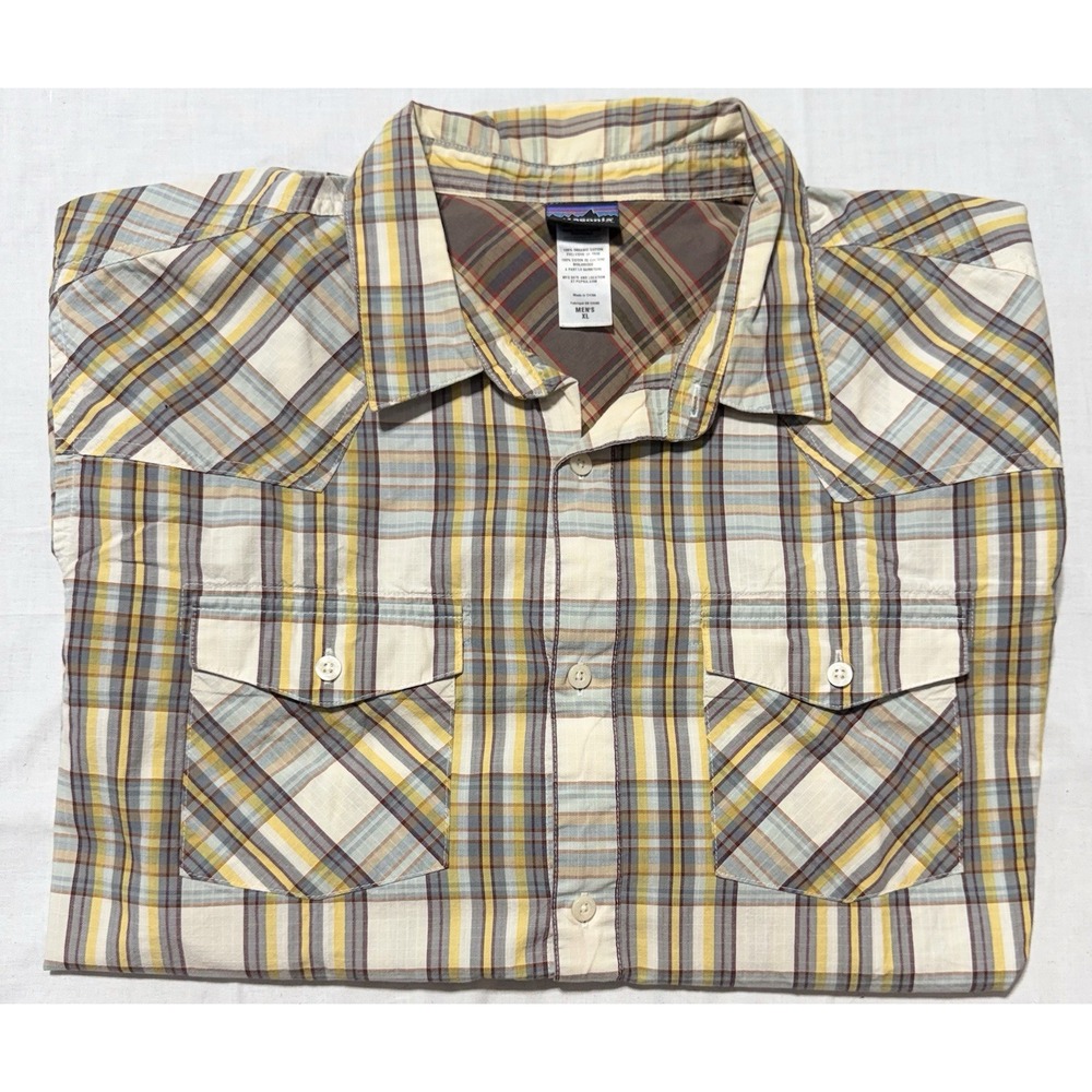 Patagonia Mens XL Organic Cotton Ripstop Plaid Long Sleeve Button Shirt Western⁠